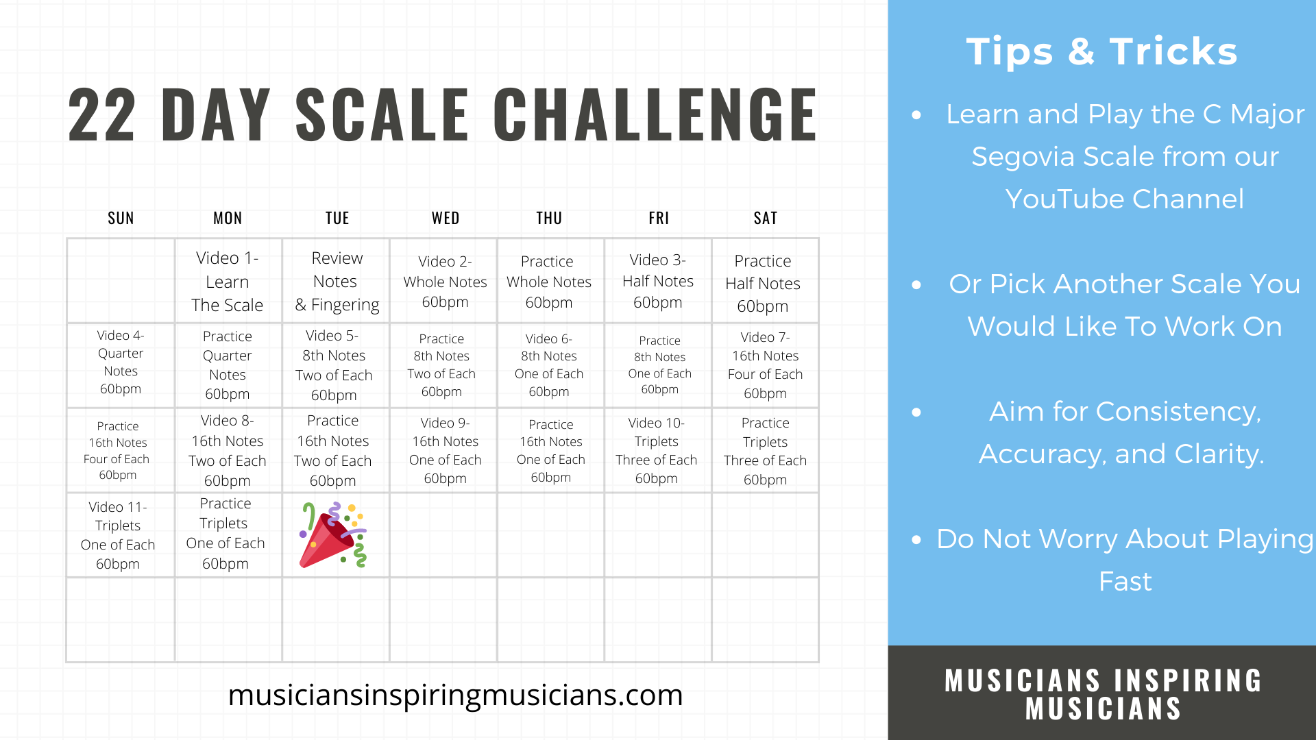 MIM 22 Day Scale Challenge Calendar